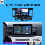 Mitsubishi Lancer 2003–2008 (CS) 9" Android 13 Head Unit – Wireless CarPlay & Android Auto, 4GB+64GB, QLED 1280×720, Exact Silver OEM Frame - Image 2