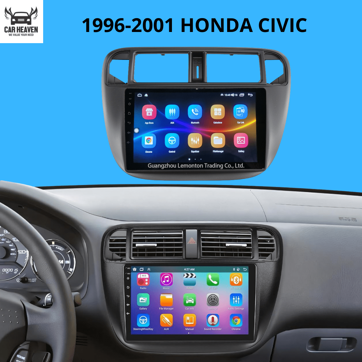 1996-2001 HONDA CIVIC 1996-2001 Honda Civic Android Car Stereo Navigation Multimedia Player Touchscreen Head Unit - Image 1