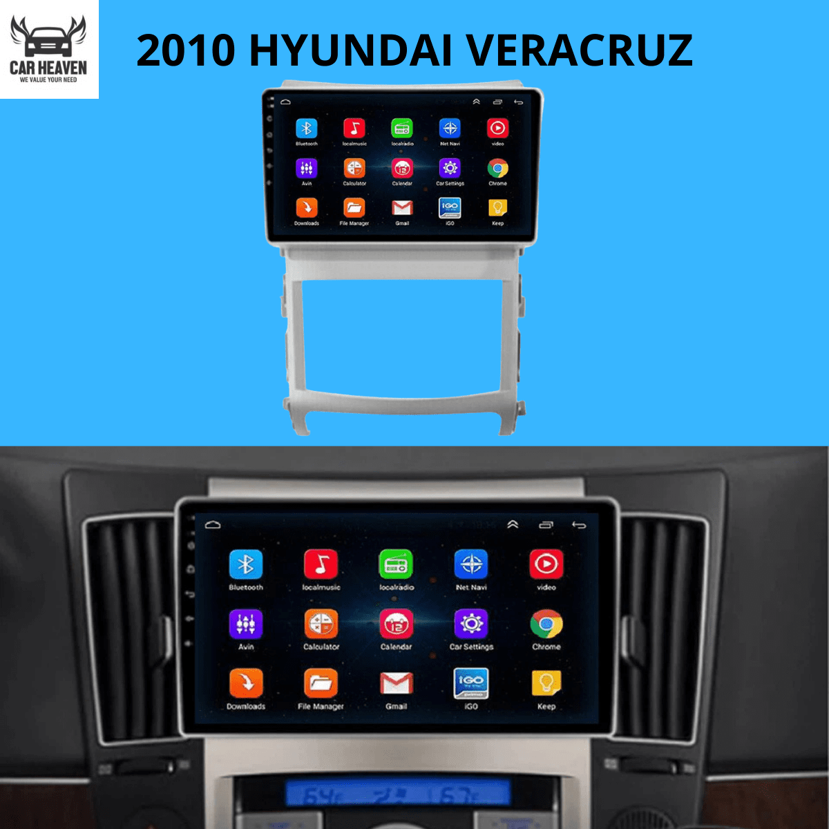2010 HYUNDAI VERACRUZ 2010 HYUNDAI VERACRUZ 9-Inch Android Car Stereo – CarPlay & Android Auto - Image 1