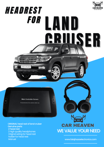 Toyota Land Cruiser Original OEM Headrest Monitors (2x Screens) with High-Quality Headphones – Genuine Rear Seat Entertainment System