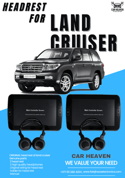 Toyota Land Cruiser Genuine OEM Headrest Monitors (Pair) with Headphones – Rear Seat Entertainment System